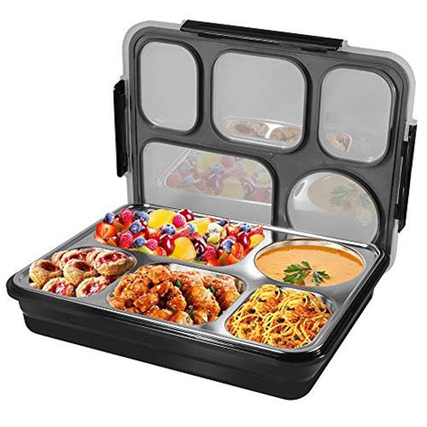 5 compartment bento box metal|bento insulated lunch box.